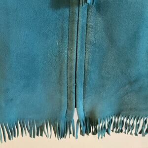 jacket Dana Buchman  -Fringe TEAL ZIP FRONT SOFT  LAMB SUEDE - Fringe